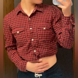 Wild Fable Xs Plaid Cropped Flannel